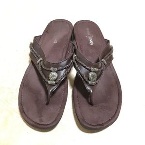 Minnetonka Leather Thong Sandals Brown Boho Comfort Casual Size 10